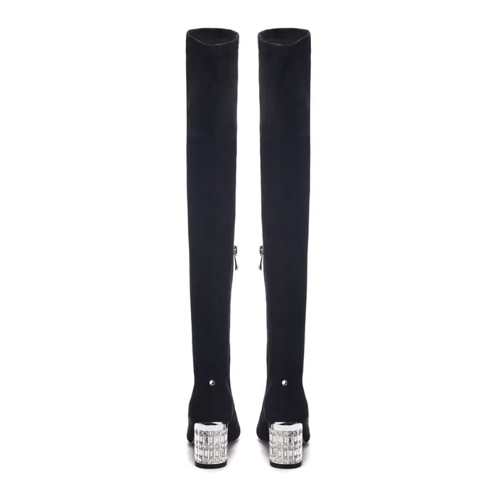 Over The Knee Boots Women Moda In Pelle Quanna Black Alcantara