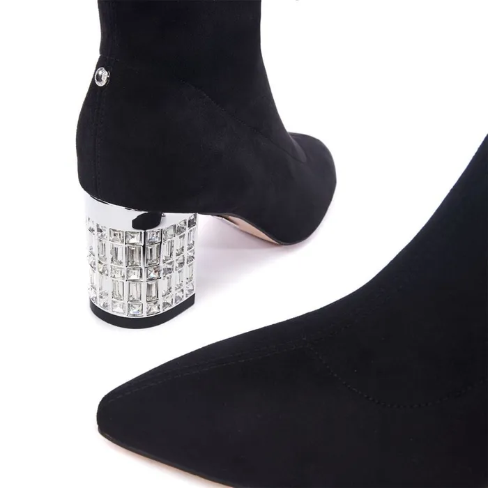 Over The Knee Boots Women Moda In Pelle Quanna Black Alcantara