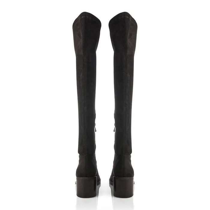 Over The Knee Boots Women Moda In Pelle Sarianne Black Alcantara