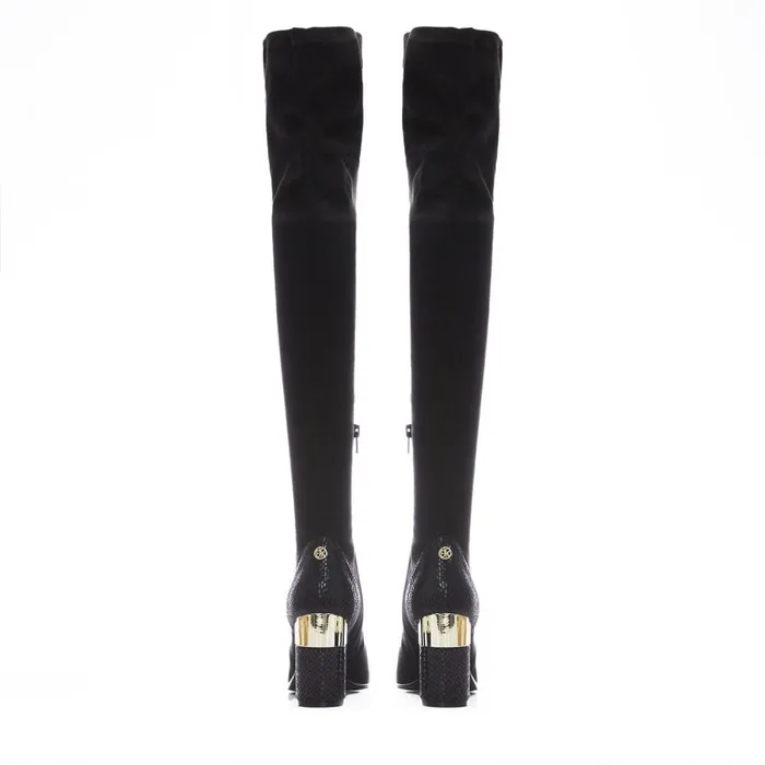 Over The Knee Boots Women Moda In Pelle Valentinne Black Alcantara