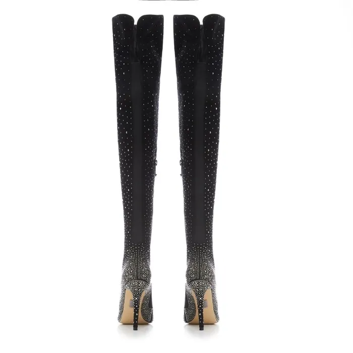 Over The Knee Boots Women Moda In Pelle Yesenia Black Suede