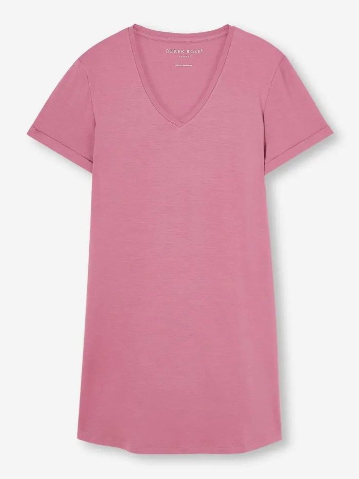 Pajama Tops Women Derek Rose VNeck Sleep TShirt Lara Micro Modal Stretch Orchid Purple
