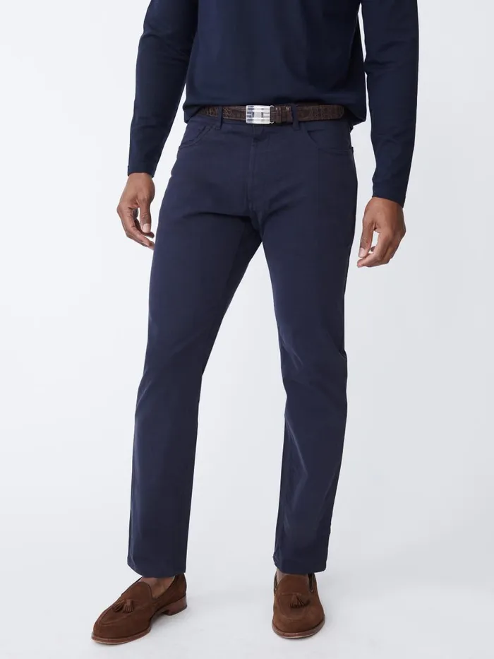 Pants Men JMcLaughlin Parker 5Pocket Straight Pants In Stretch Cotton Sateen Navy