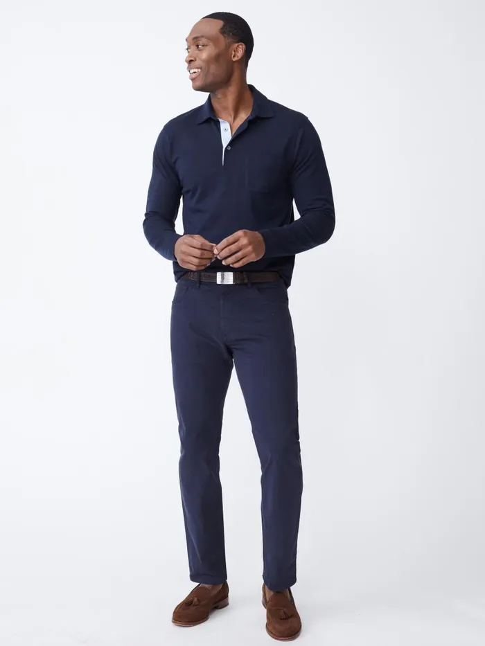 Pants Men JMcLaughlin Parker 5Pocket Straight Pants In Stretch Cotton Sateen Navy Pants Men JMcLaughlin Parker 5Pocket Straight Pants In Stretch Cotton Sateen Navy