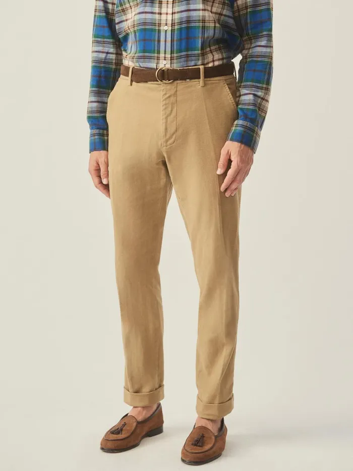 Pants Men JMcLaughlin Redding StraightFit Chino Pants In Italian Moleskin British Khaki