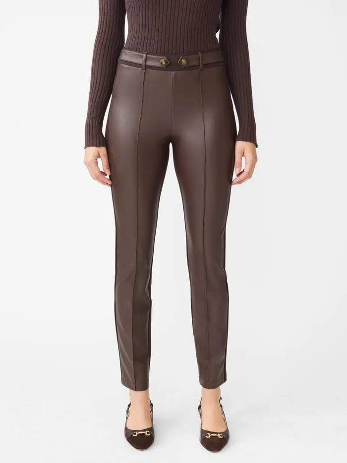 Pants Women JMcLaughlin Jules Vegan Leather Leggings Dark Brown Pants Women JMcLaughlin Jules Vegan Leather Leggings Dark Brown
