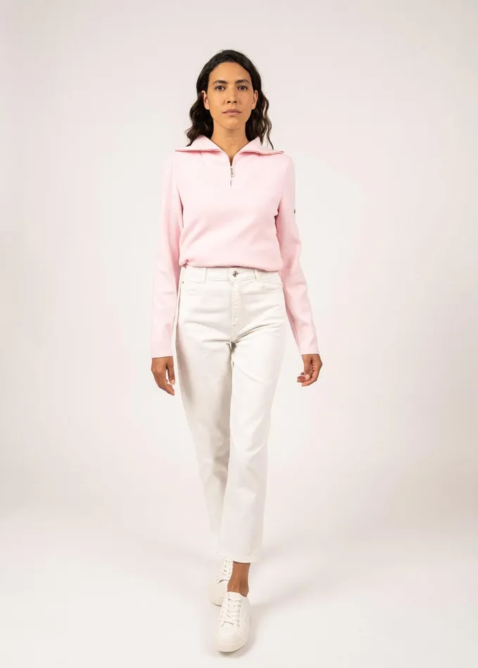 Passerelle Cotton Trucker Sweater Palepink Women Saint James Sweaters Cardigans and Jackets