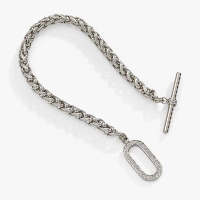 Pav Toggle Chain Bracelet Stainless Steel Silver Women Alex And Ani Bracelets