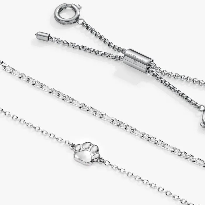Paw Print Stranded Bracelet Set Stainless Steel Silver Women Alex And Ani Pets We Love