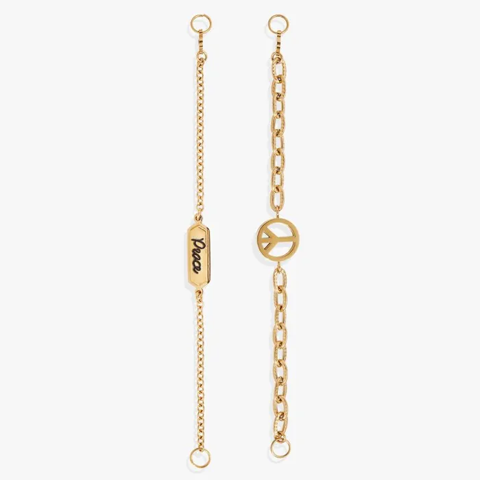 Peace Stranded Bracelet Set Stainless Steel Gold Women Alex And Ani Jewelry Sets
