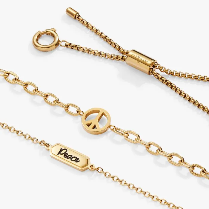 Peace Stranded Bracelet Set Stainless Steel Gold Women Alex And Ani Jewelry Sets