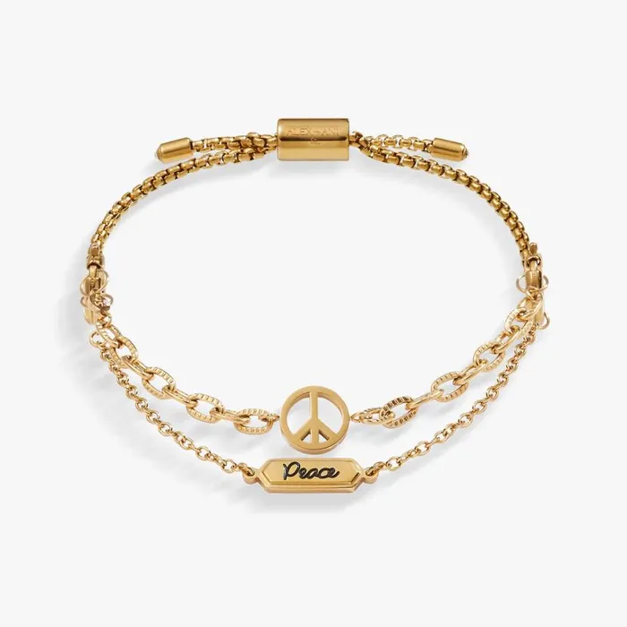 Peace Stranded Bracelet Set Stainless Steel Gold Women Alex And Ani Jewelry Sets