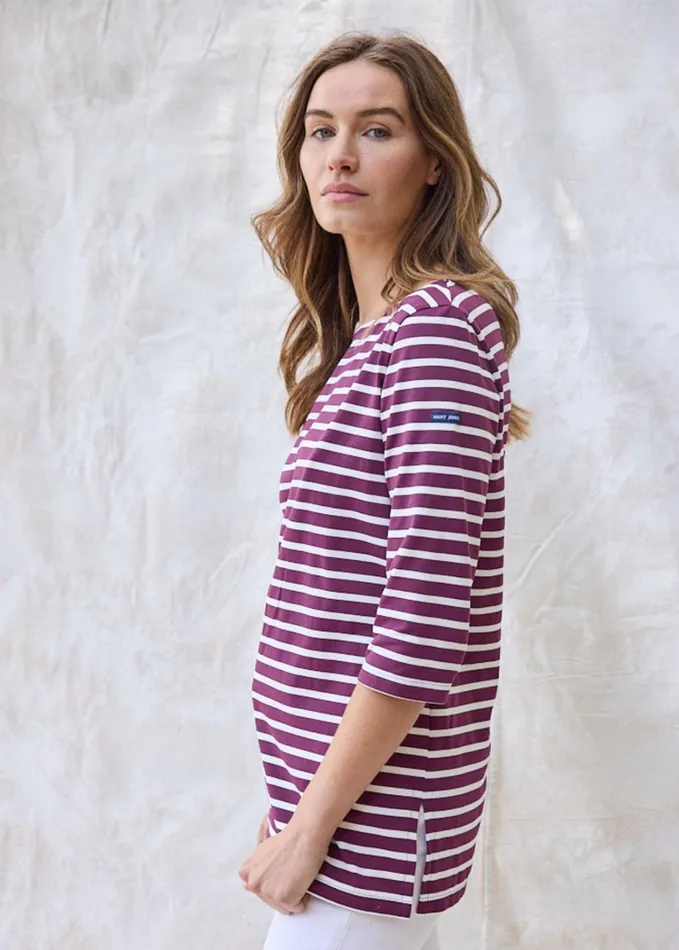 Phare Boat Neck Striped Tunic With Slits Stretch Fabric With Uv Protection Plumivory Women Saint James Breton Striped Shirts