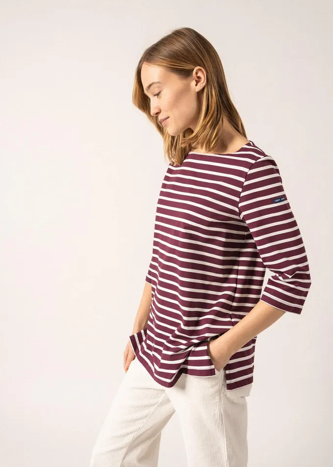 Phare Boat Neck Striped Tunic With Slits Stretch Fabric With Uv Protection Plumivory Women Saint James Breton Striped Shirts
