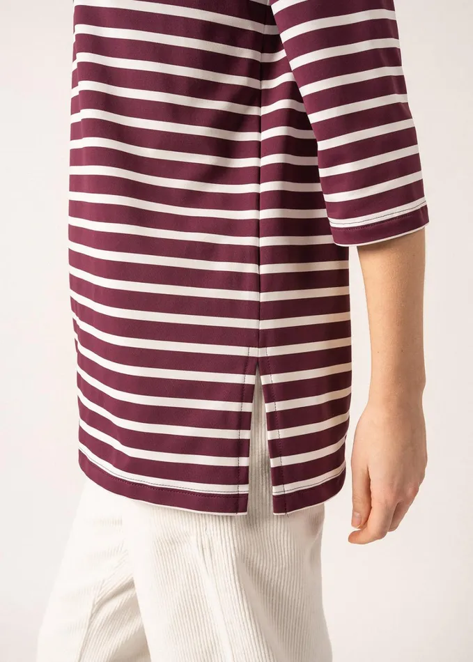 Phare Boat Neck Striped Tunic With Slits Stretch Fabric With Uv Protection Plumivory Women Saint James Breton Striped Shirts