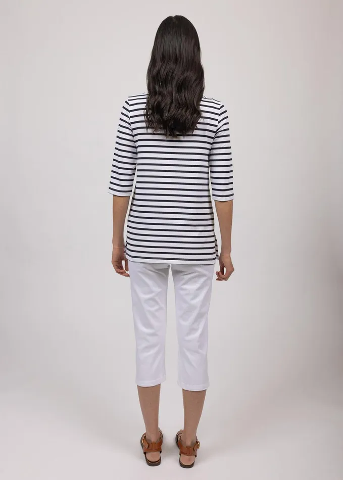 Phare Boat Neck Striped Tunic With Slits Stretch Fabric With Uv Protection Whitenavy Women Saint James Breton Striped Shirts