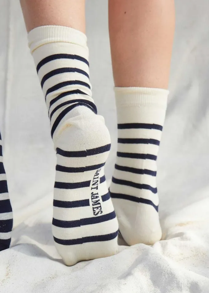Pieds Rayes Striped Socks Ecrunavy Men Saint James