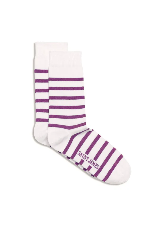 Pieds Rayes Striped Socks Ivoryplum Women Saint James Aw24
