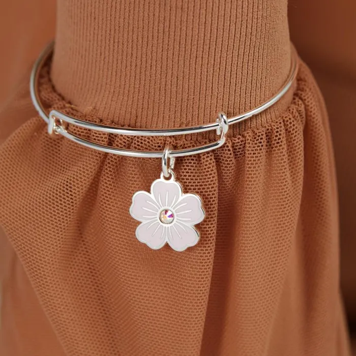 Pink Pansy And Crystal Charm Bangle Bracelet Silver Women Alex And Ani Thank You Pink Pansy And Crystal Charm Bangle Bracelet Silver Women Alex And Ani Thank You