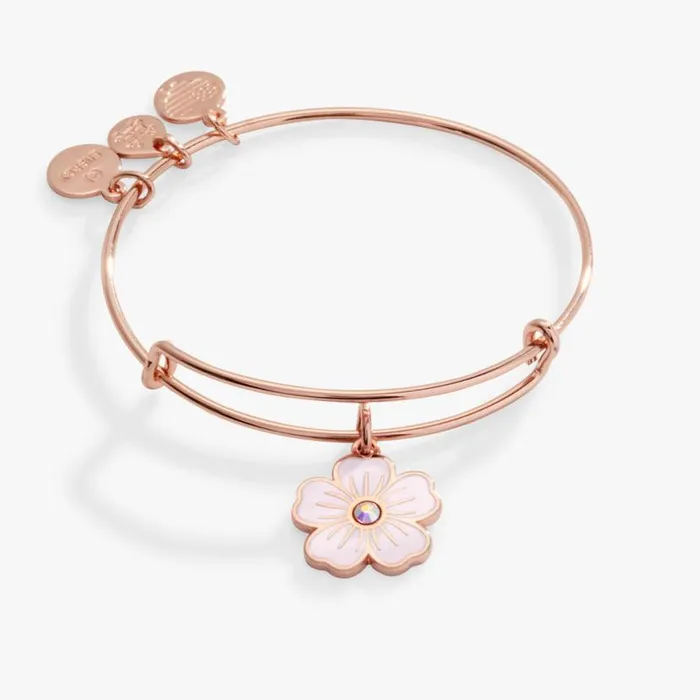 Pink Pansy And Crystal Charm Bangle Bracelet Silver Women Alex And Ani Thank You Pink Pansy And Crystal Charm Bangle Bracelet Silver Women Alex And Ani Thank You