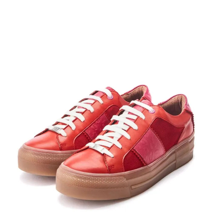 Platform Trainers Women Moda In Pelle Amande Red Leather