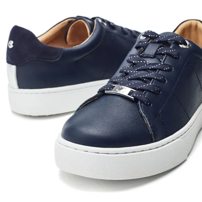 Platform Trainers Women Moda In Pelle Brandie Navy Leather