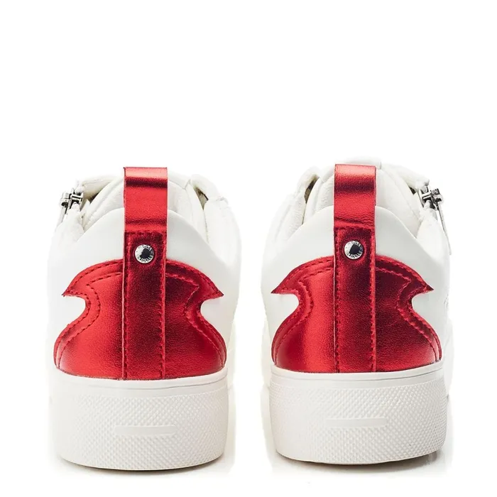 Platform Trainers Women Moda In Pelle Brumath White Red Porvair
