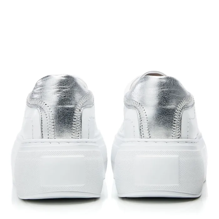 Platform Trainers Women Moda In Pelle Bsoleful BKendri White 8211 Silver Leather
