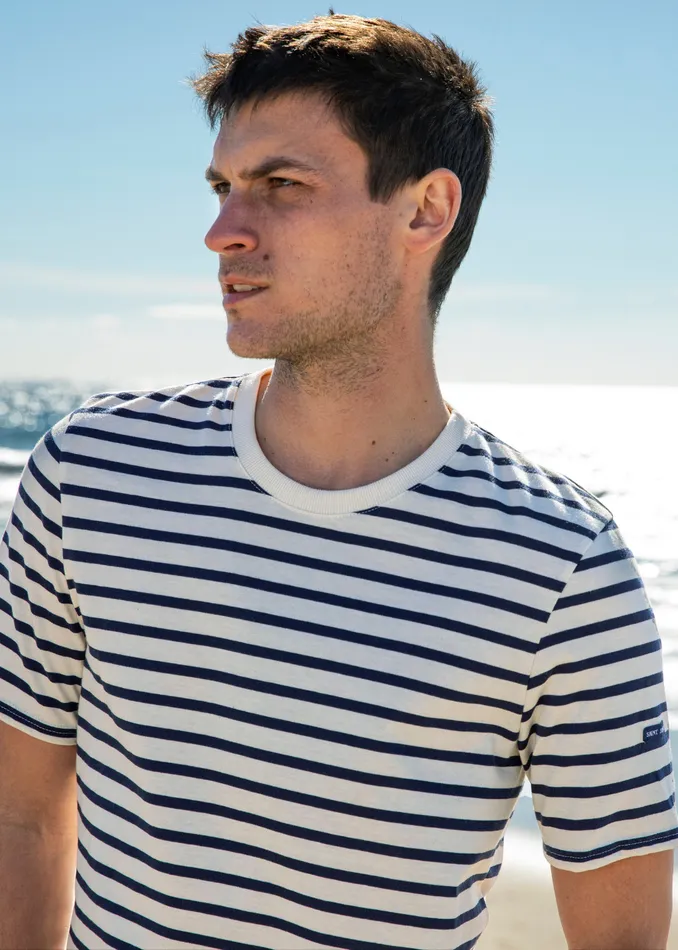 Plouider Breton TShirt Crew Neck 100 Cotton Ecrunavy Men Saint James Breton Striped Shirts Plouider Breton TShirt Crew Neck 100 Cotton Ecrunavy Men Saint James Breton Striped Shirts