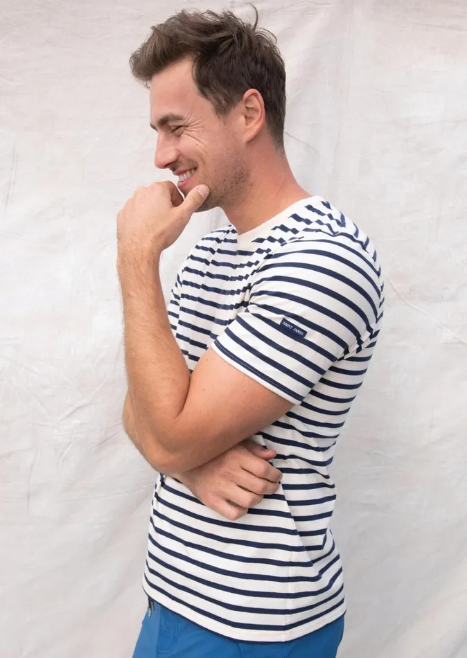 Plouider Breton TShirt Crew Neck 100 Cotton Ecrunavy Men Saint James Breton Striped Shirts