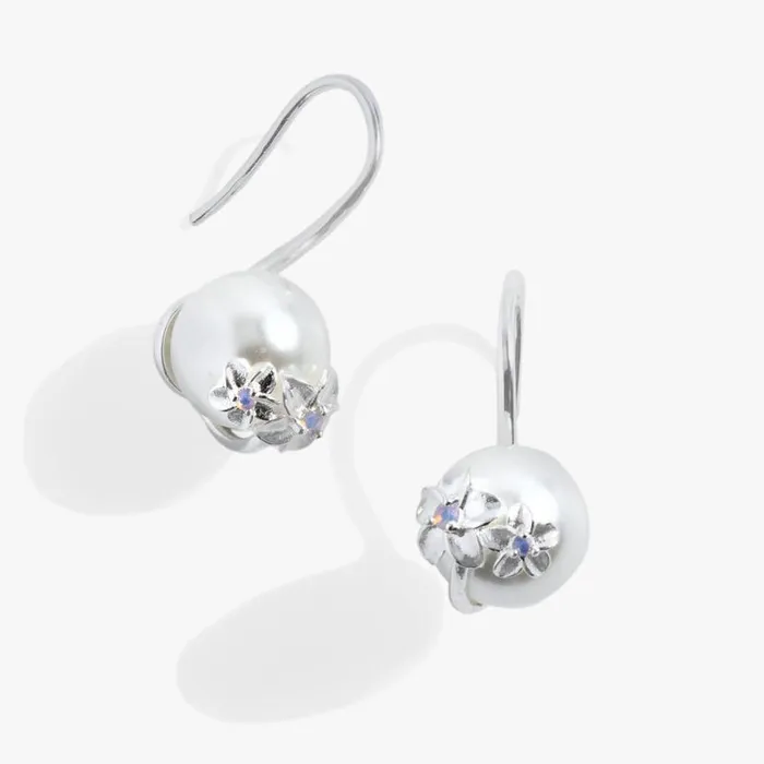 Plumeria Drop Pearl Earrings Silver Women Alex And Ani Flower