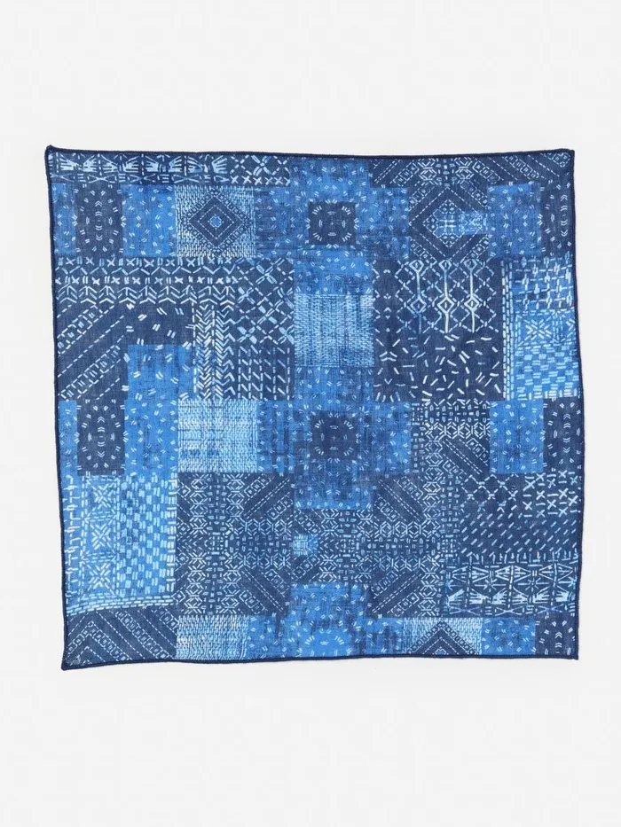 Pocket Squares Men JMcLaughlin Linen Pocket Square In Diamond Patch Navydenim Blue
