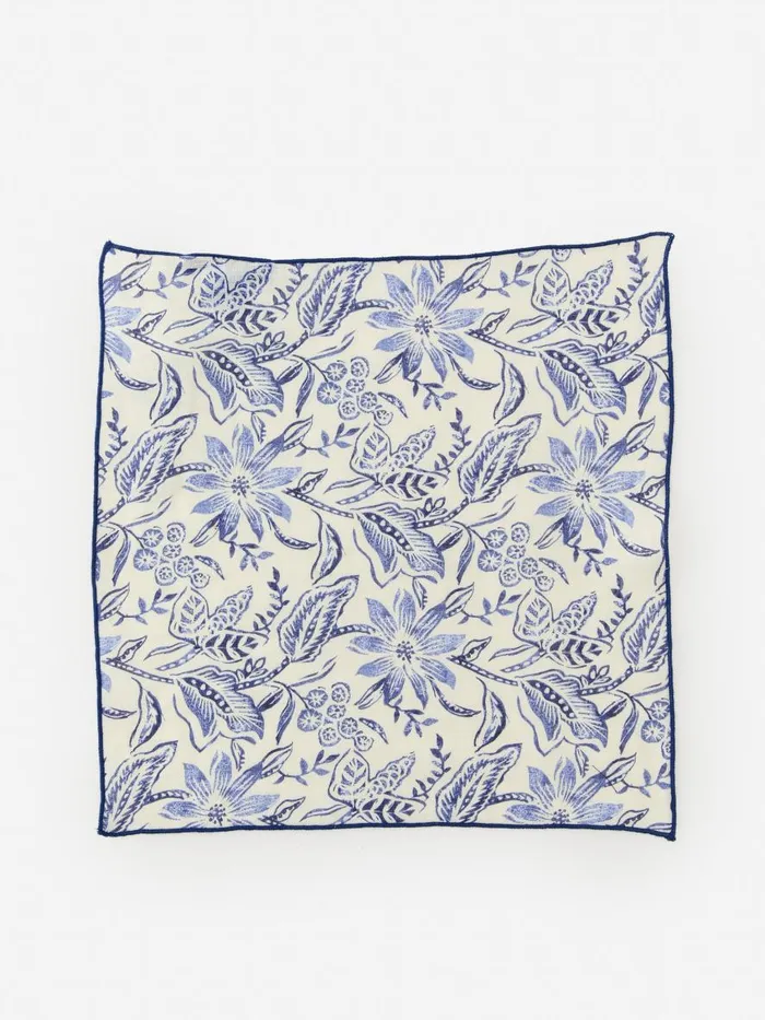 Pocket Squares Men JMcLaughlin Linen Pocket Square In Indigo Flora Off Whitenavy Pocket Squares Men JMcLaughlin Linen Pocket Square In Indigo Flora Off Whitenavy