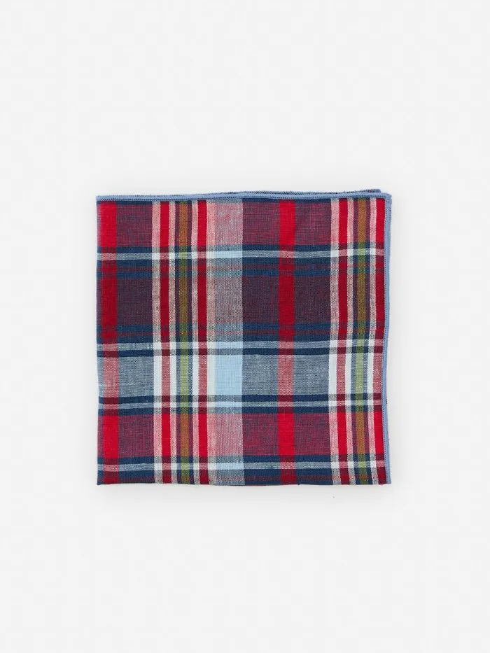 Pocket Squares Men JMcLaughlin Linen Pocket Square In Plaid Redmulti