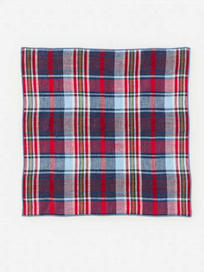 Pocket Squares Men JMcLaughlin Linen Pocket Square In Plaid Redmulti