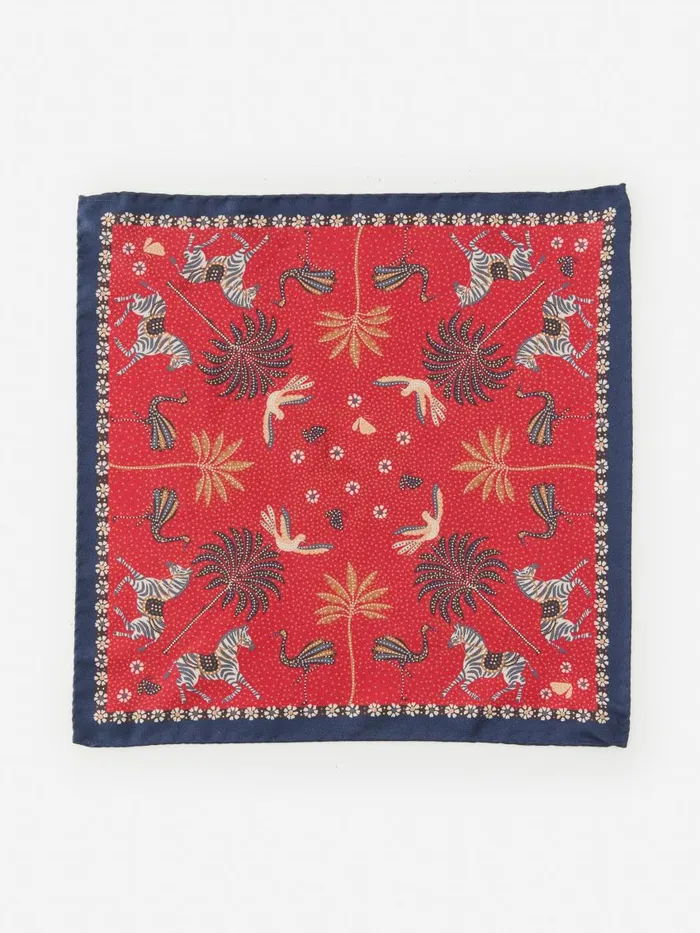 Pocket Squares Men JMcLaughlin Silk Pocket Square In Desert Palm Redmulti Pocket Squares Men JMcLaughlin Silk Pocket Square In Desert Palm Redmulti
