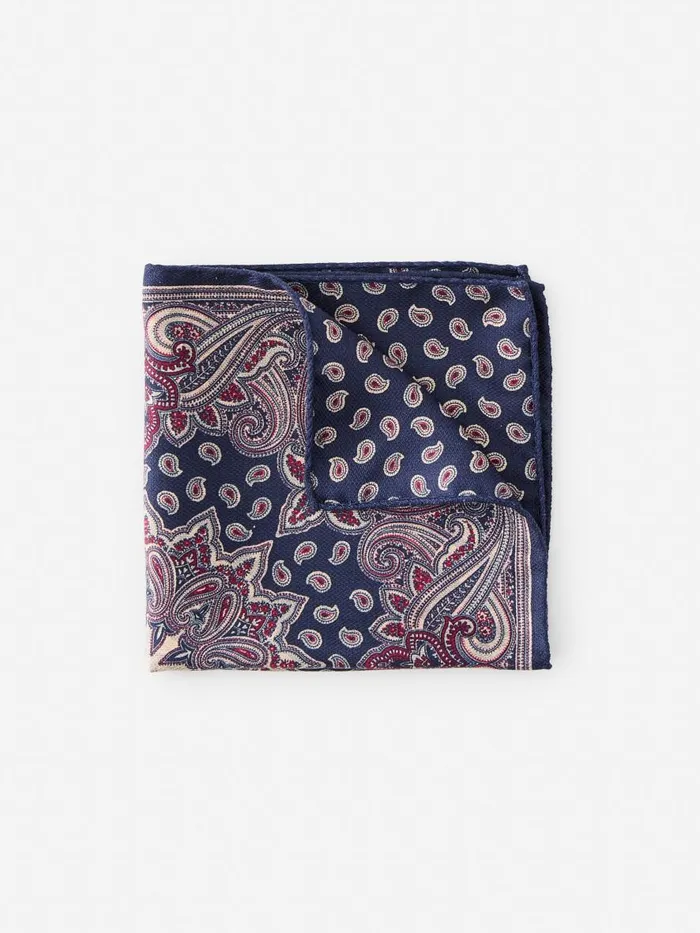 Pocket Squares Men JMcLaughlin Silk Pocket Square In Foulard Navymulti
