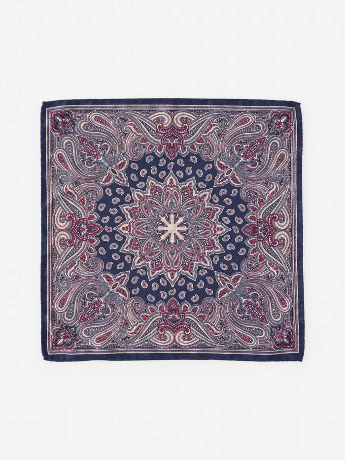 Pocket Squares Men JMcLaughlin Silk Pocket Square In Foulard Navymulti Pocket Squares Men JMcLaughlin Silk Pocket Square In Foulard Navymulti