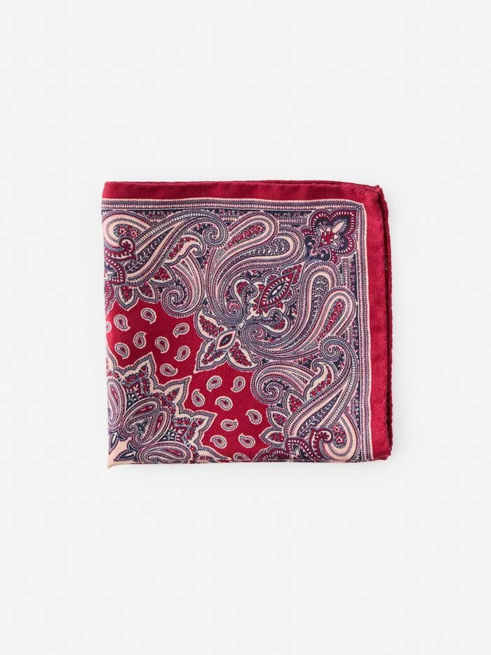 Pocket Squares Men JMcLaughlin Silk Pocket Square In Foulard Red Pocket Squares Men JMcLaughlin Silk Pocket Square In Foulard Red