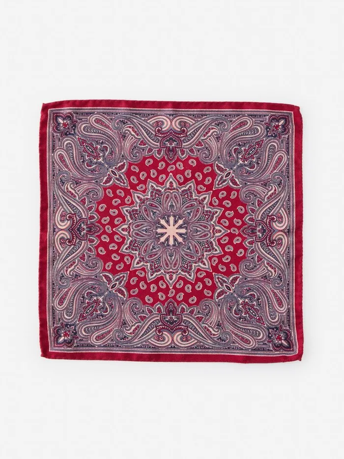 Pocket Squares Men JMcLaughlin Silk Pocket Square In Foulard Red Pocket Squares Men JMcLaughlin Silk Pocket Square In Foulard Red