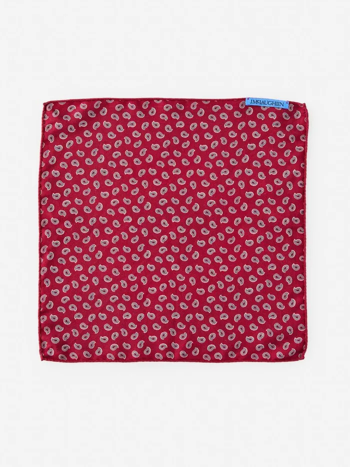 Pocket Squares Men JMcLaughlin Silk Pocket Square In Foulard Red Pocket Squares Men JMcLaughlin Silk Pocket Square In Foulard Red