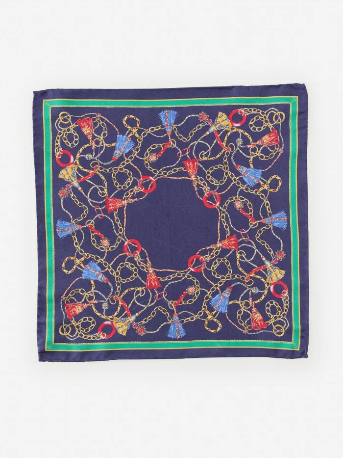 Pocket Squares Men JMcLaughlin Silk Pocket Square In Heraldic Chain Navymulti Pocket Squares Men JMcLaughlin Silk Pocket Square In Heraldic Chain Navymulti