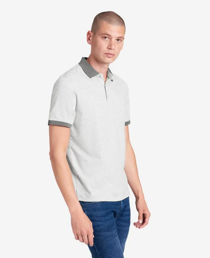 Polos and TShirts Men Kenneth Cole Solid Button Placket Polo Heather Grey