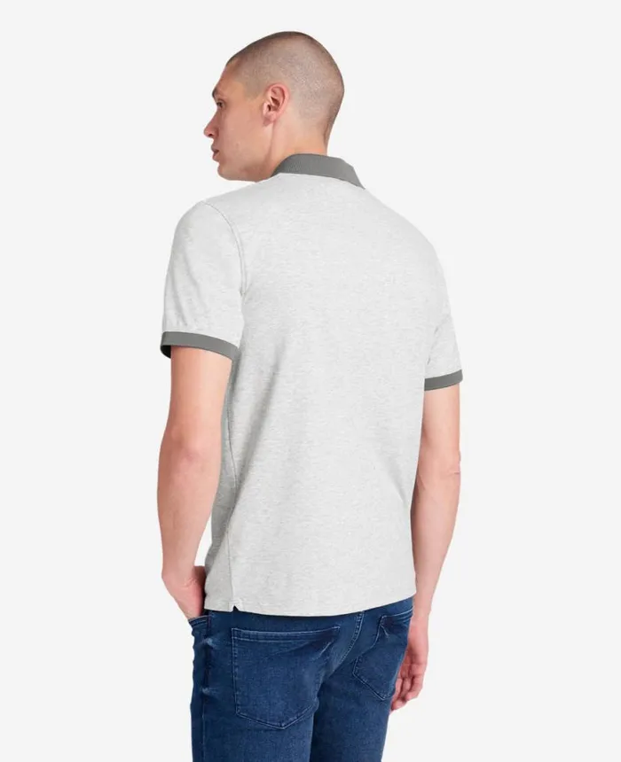 Polos and TShirts Men Kenneth Cole Solid Button Placket Polo Heather Grey Polos and TShirts Men Kenneth Cole Solid Button Placket Polo Heather Grey