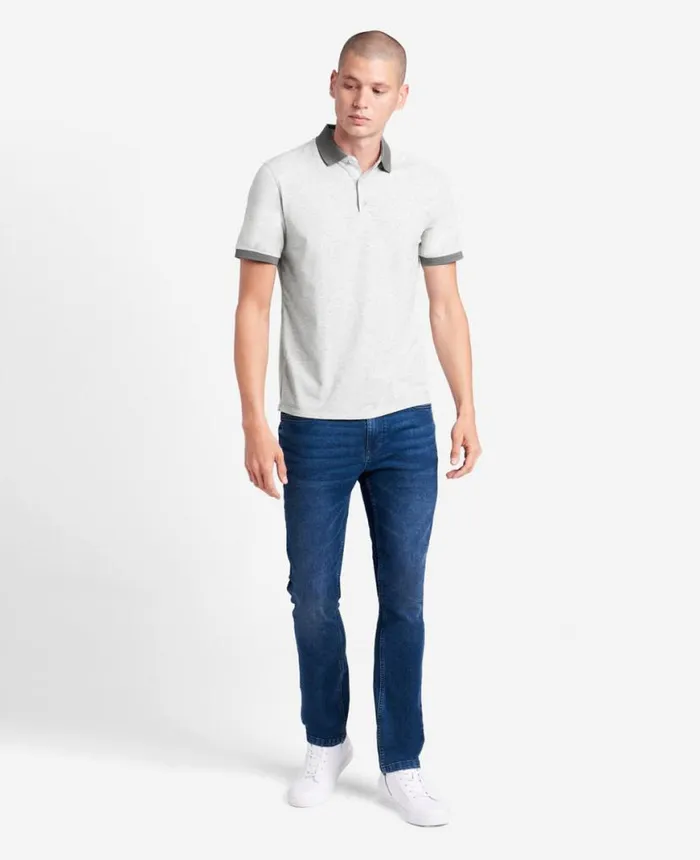 Polos and TShirts Men Kenneth Cole Solid Button Placket Polo Heather Grey Polos and TShirts Men Kenneth Cole Solid Button Placket Polo Heather Grey