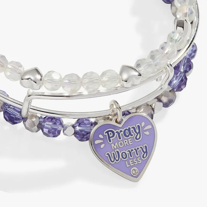 Pray More Worry Less Bangle Set Silver Women Alex And Ani Jewelry Sets