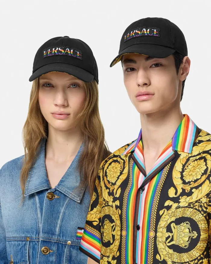 Pride Embroidered Logo Baseball Cap Black WomenMen Versace Hats and Caps