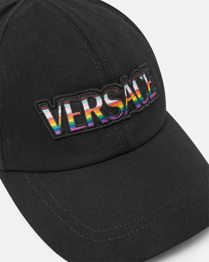 Pride Embroidered Logo Baseball Cap Black WomenMen Versace Hats and Caps