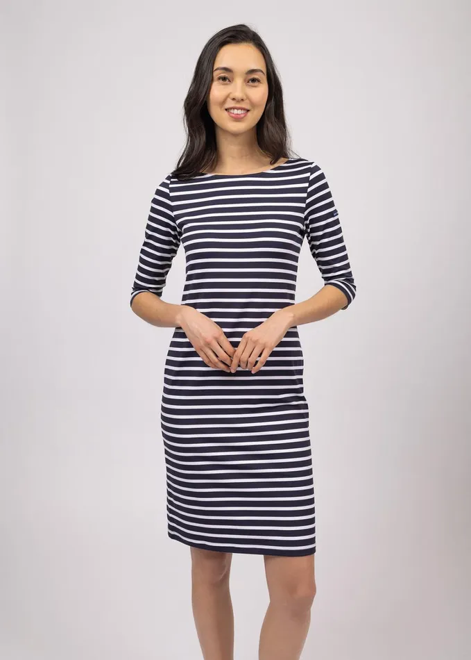 Propriano FormFitting Nautical Stripe Dress AntiUv Stretch Fabric Navywhite Women Saint James Dresses Skirts and Pants