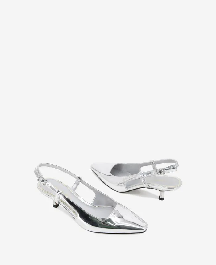 Pumps and Heels Women Kenneth Cole Martha Slingback Heel Silver Pumps and Heels Women Kenneth Cole Martha Slingback Heel Silver